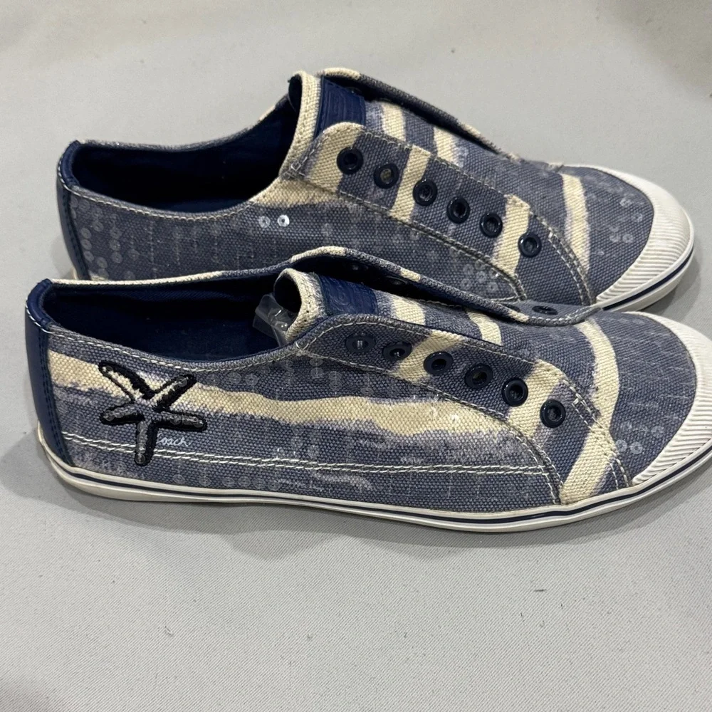 Coach Blue and Cream Slip-On Sneakers - Picture 5 of 10